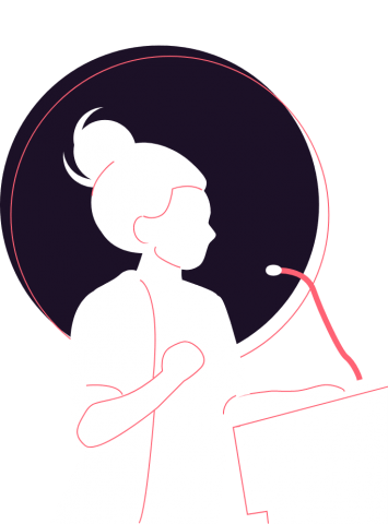 Illustration of a woman speaking at a podium